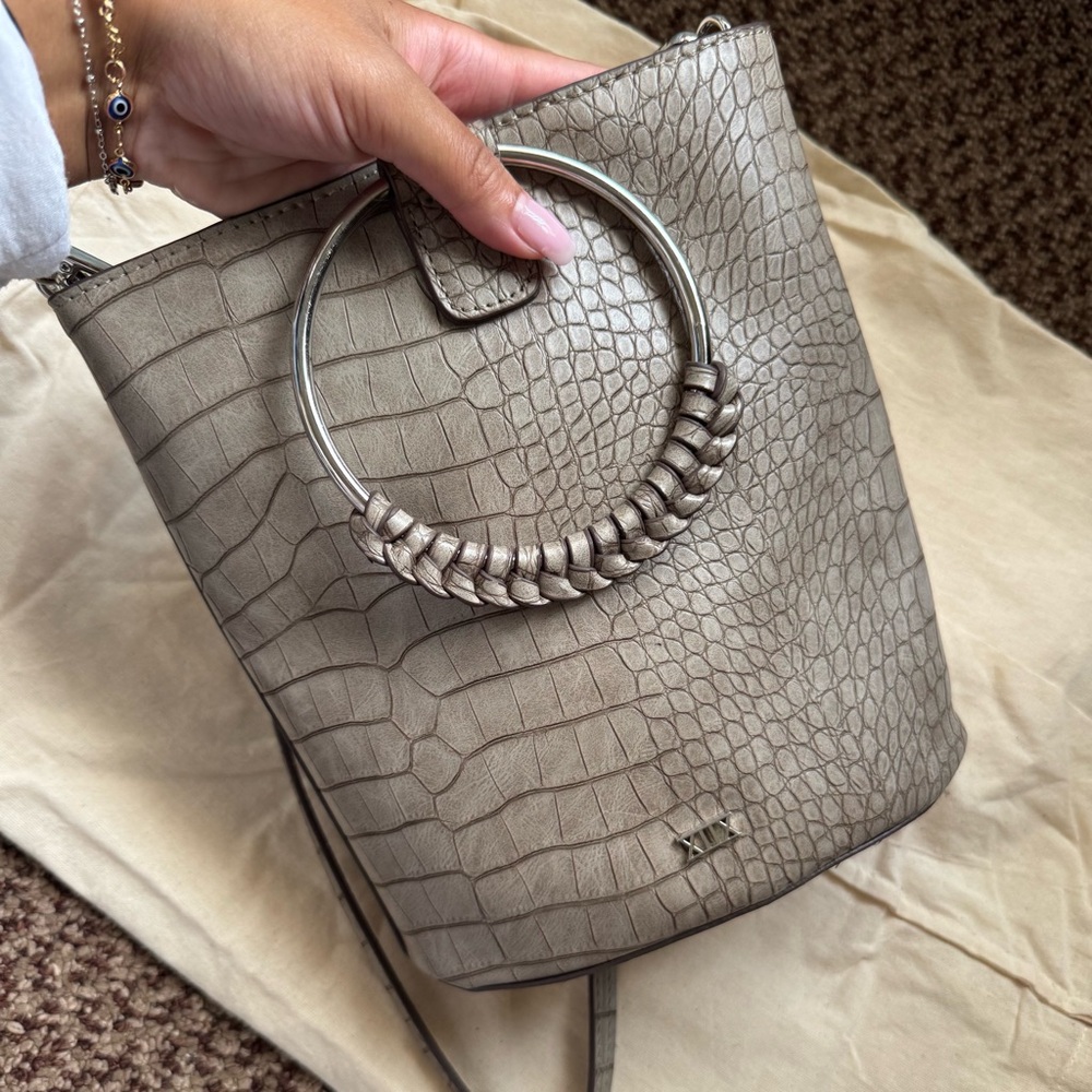 Elegant Croc-Embossed Gray Handbag